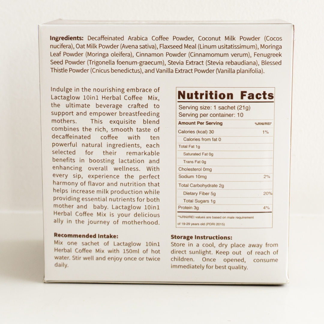 LactaGlow Lactation Coffee for Breastfeeding Moms - 1 box (10 sachet)