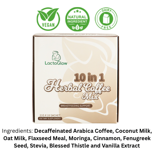 LactaGlow Lactation Coffee for Breastfeeding Moms - 1 box (10 sachet)