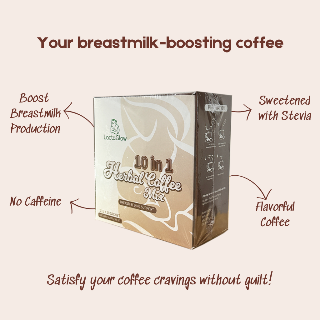LactaGlow Lactation Coffee for Breastfeeding Moms - 1 box (10 sachet)